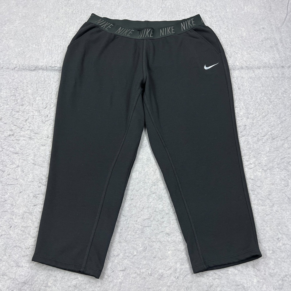 Nike Pants Women's XL Black Dri Fit Cropped Pull On Training‎ Sweatpants 904462